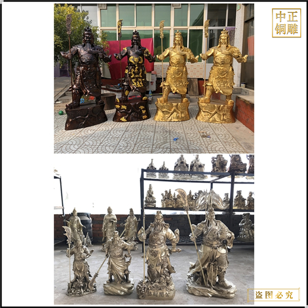 鑄銅彩繪紅臉關公雕塑